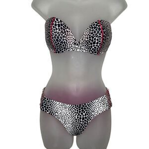 Beach Bunny Girl on Fire Bikini Set Animal Cheetah Print Bandeau S NWT